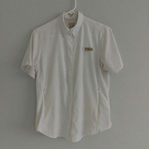 PFG White Lightweight Collard Button-Down Shirt